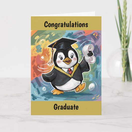Carte Graduation de pingouin personnalisée (Devant)