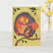 Carte Graduation de Wise Owl (Fleur jaune)
