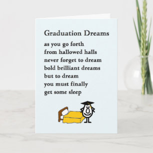 Carte Graduation Dreams - drôle poème de diplôme univers