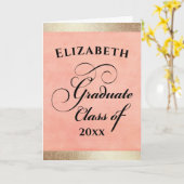 Carte Graduation Elegant Gold Pink Félicitations (Fleur jaune)