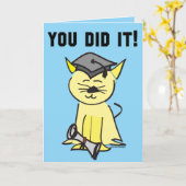 Carte Graduation en chats mignons (Fleur jaune)
