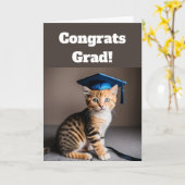 Carte Graduation en chats mignons (Fleur jaune)