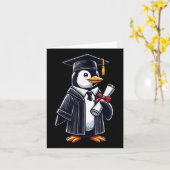 Carte Graduation en pingouin mignon (Fleur jaune)