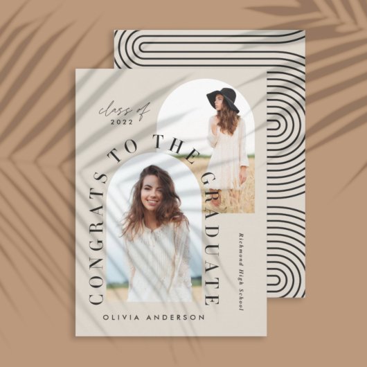 Carte Graduation géométrique moderne multi photo arch
