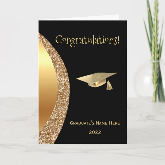 Carte Graduation Gold Black Wave (Devant)