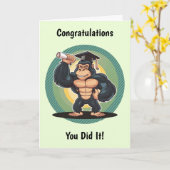Carte Graduation Gorilla personnalisée (Fleur jaune)