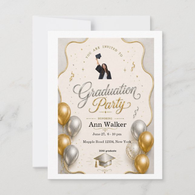 Carte graduation invitation, invitación para graduación (Devant)