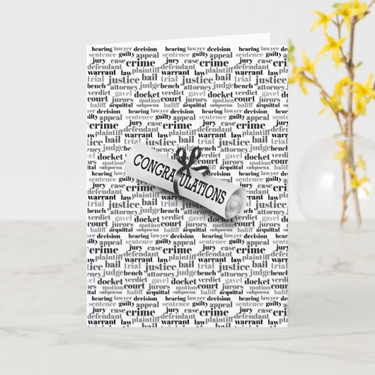 Carte Graduation Judicial Text Word Cloud on White (Fleur jaune)