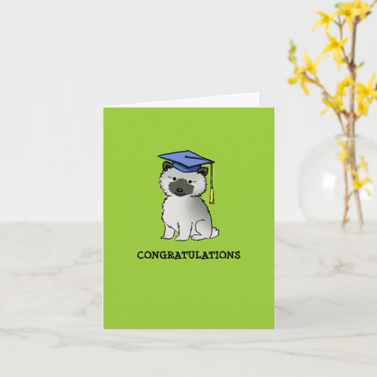 Carte Graduation Keeshond Puppy (Fleur jaune)