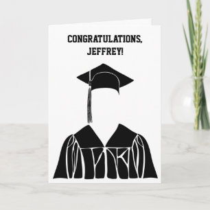 Carte Graduation minimaliste simple en noir et blanc
