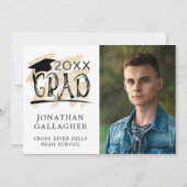Carte Graduation moderne Black Gold Grad 2 Photos (Devant)