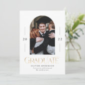 Carte Graduation moderne élégante marine bleu 1 arche ph (Debout devant)