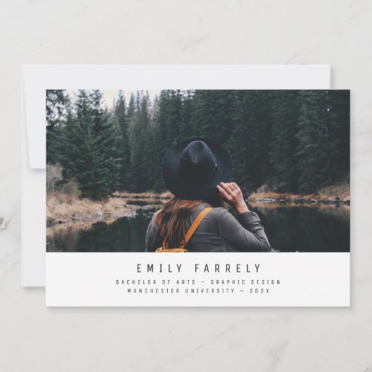 Carte Graduation moderne minimaliste élégant élégant (Devant)