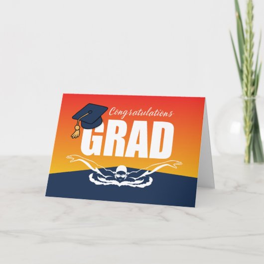 Carte Graduation natation Athlète Félicitations Grad (Devant)
