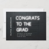 Carte Graduation néon blanc brillant congrès moderne (Devant)