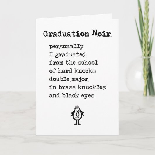 Carte Graduation Noir A Funny Félicitations Poème (Devant)