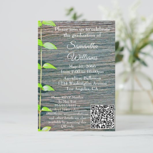 Carte Graduation Party Invitation, Rustic Boards Card (Debout devant)