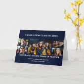 Carte Graduation personnalisée 5 collage photo avec nive (Fleur jaune)