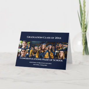 Carte Graduation personnalisée 5 collage photo avec nive
