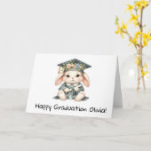 Carte Graduation personnalisée lapin lapin (Fleur jaune)