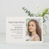 Carte Graduation photo couleur blanche modifiable (Debout devant)