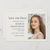 Carte Graduation photo couleur blanche modifiable (Devant / Derrière)