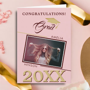 Carte Graduation photo moderne Dusty Pink Grad