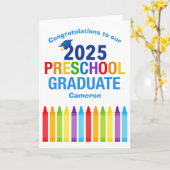 Carte Graduation préscolaire 2025 sur mesure Crayon mign (Fleur jaune)