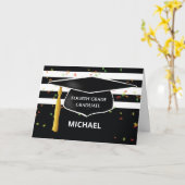 Carte Graduation Quatrième grade Personnalisé Nom Année (Fleur jaune)