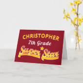 Carte Graduation Rouge 7e année Étoile du collège (Fleur jaune)