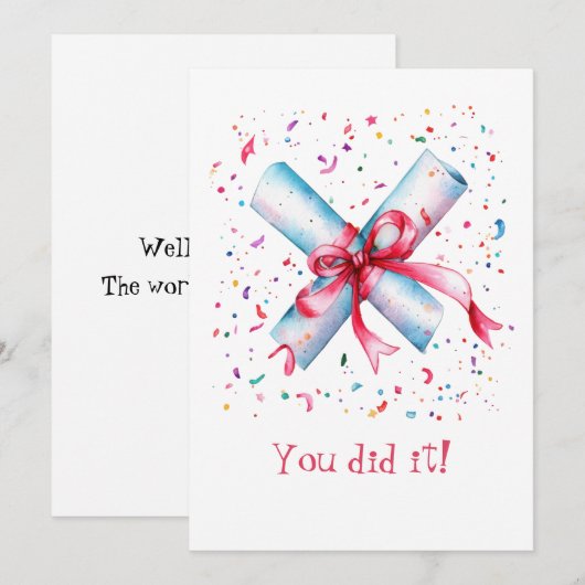 Carte Graduation Scroll and Ribbon You Did It (Devant / Derrière)