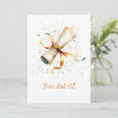 Carte Graduation Scroll and Ribbon You Did It (Debout devant)