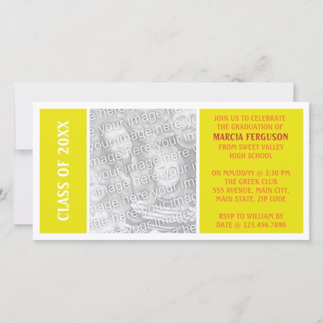 Carte Graduation simple en jaune (Devant)