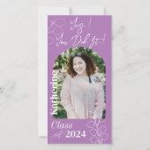Carte Graduation Simple Foliage Lavande (Devant)