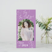 Carte Graduation Simple Foliage Lavande (Debout devant)