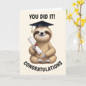 Carte Graduation Sloth (Fleur jaune)