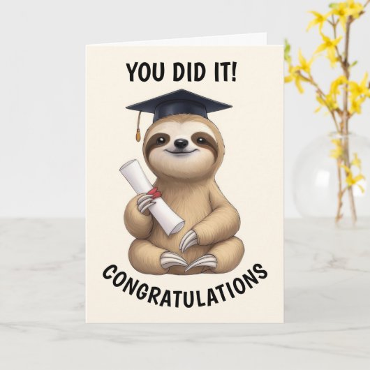 Carte Graduation Sloth (Fleur jaune)
