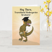 Carte Graduation transitoire de la maternelle TRex Dinos (Fleur jaune)