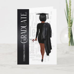 Carte graduée féminine de Black Hair Black et Gown