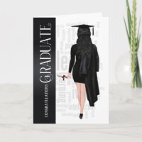 Carte graduée féminine de Dark Hair Black Cap and