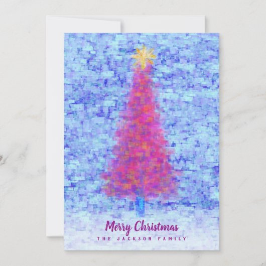 Carte Graffiti Arbre de Noël rose avec mur bleu urbain (Devant)
