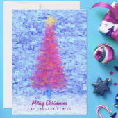 Carte Graffiti Arbre de Noël rose avec mur bleu urbain