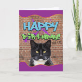 Carte Graffiti d'anniversaire amusant du chat (Devant)