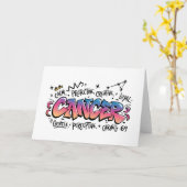 Carte Graffiti du zodiaque Cancer (Fleur jaune)