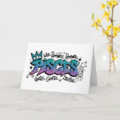 Carte Graffiti du zodiaque Poissons (Fleur jaune)