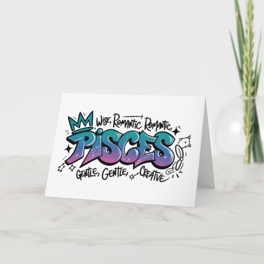 Carte Graffiti du zodiaque Poissons (Devant)