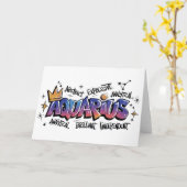 Carte Graffiti du zodiaque Verseau (Fleur jaune)