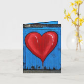 Carte Graffiti Heart, mur bleu, Saint-Valentin, petit (Fleur jaune)