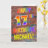 Carte Graffiti Inspecred Rainbow Look HAPPY 17TH BIRTHDA (Fleur jaune)