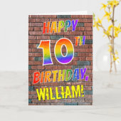 Carte Graffiti Inspiré arc-en-ciel Look HAPPY 10E ANNIVE (Fleur jaune)